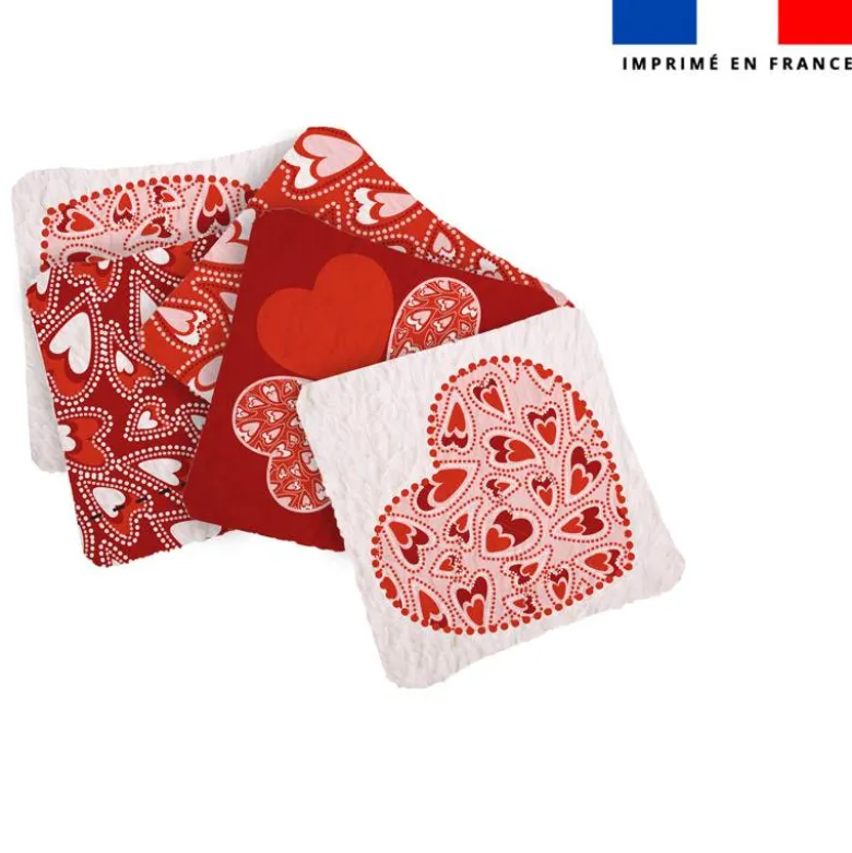 Coupon lingettes lavables motif coeurs en folie - Création Lucie OBATON