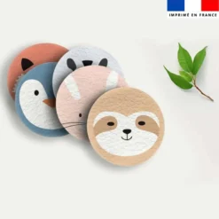 Coupon lingettes lavables rondes motif tête animaux