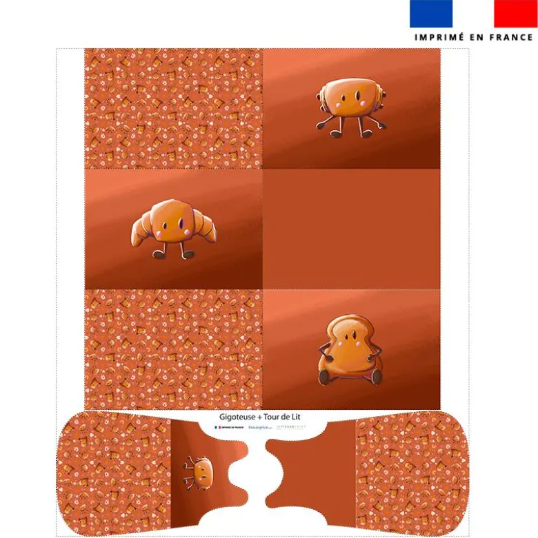 Coupon motif amis ptit déj Pain au chocolat - Gigoteuse et Tour de Lit - Création Stillistic