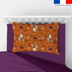 Coupon oreiller imprimé fantômes orange - Création Stillistic