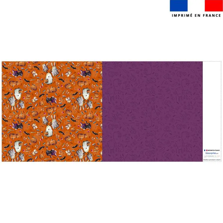 Coupon oreiller imprimé fantômes orange - Création Stillistic