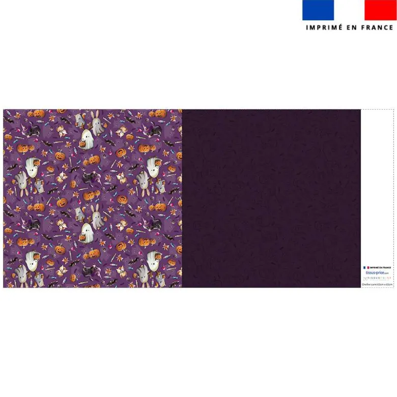 Coupon oreiller imprimé fantômes violet - Création Stillistic