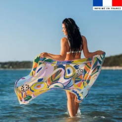 Coupon paréo motif abstrait multicolore