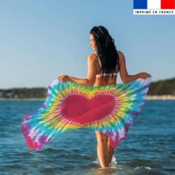 Coupon paréo motif coeur tie and dye