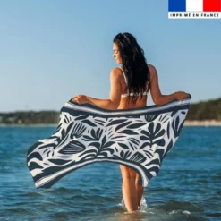 Coupon paréo motif feuille bleue