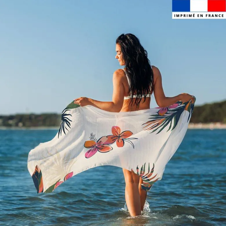 Coupon paréo motif fleuri