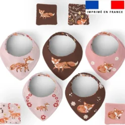Coupon éponge bavoirs bandana motif folk fox