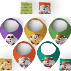 Coupon éponge bavoirs bandana motif animaux Lou-Sticks - Création Stillistic