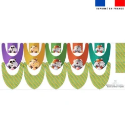 Coupon éponge bavoirs bandana motif animaux Lou-Sticks - Création Stillistic
