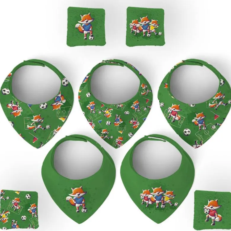 Coupon éponge bavoirs bandana motif renard foot - Création Stillistic