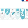 Coupon éponge bavoirs bandana motif éléphant bleu
