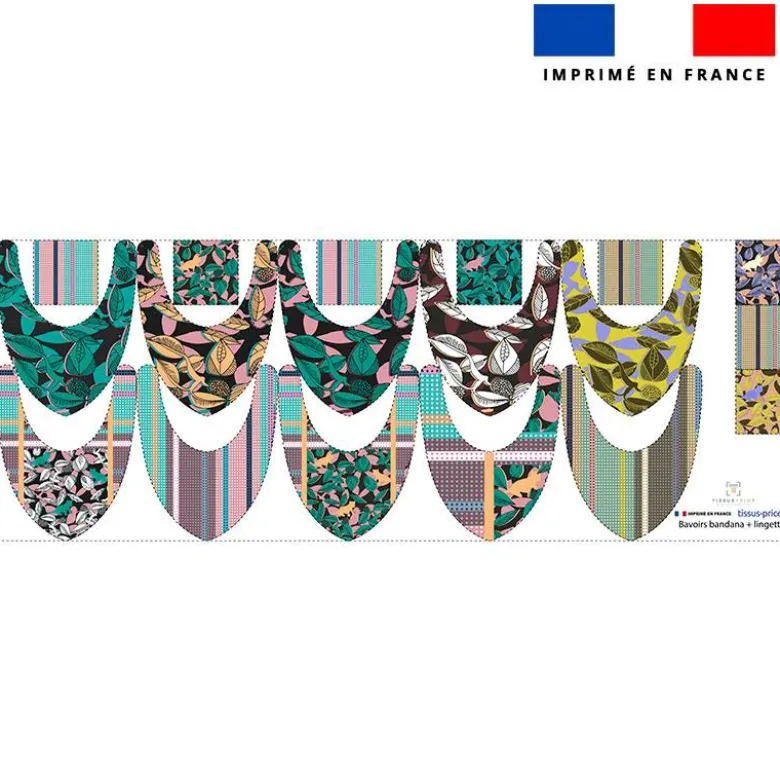 Coupon éponge bavoirs bandana motif tigre vert - Création Lili Bambou Design