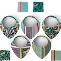 Coupon éponge bavoirs bandana motif tigre vert - Création Lili Bambou Design