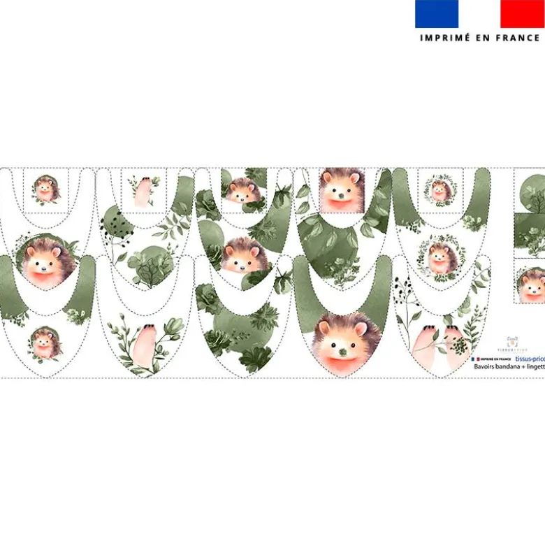 Coupon éponge bavoirs bandana motif choupisson aquarelle
