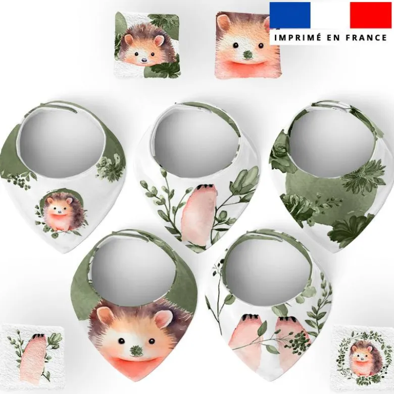 Coupon éponge bavoirs bandana motif choupisson aquarelle