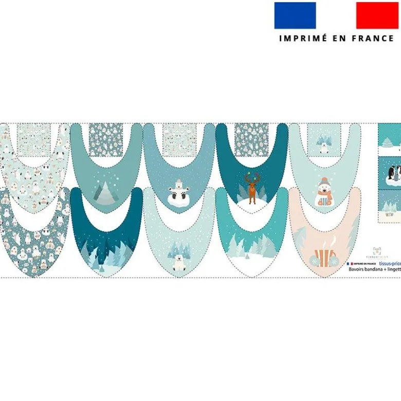 Coupon éponge bavoirs bandana motif forêt blanche
