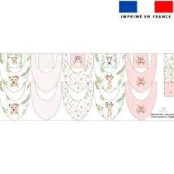 Coupon éponge bavoirs bandana motif animaux aquarelle