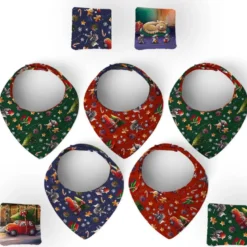 Coupon éponge bavoirs bandana motif souris de noel - Création Stillistic