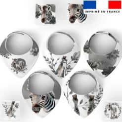 Coupon éponge bavoirs bandana motif zèbre aquarelle