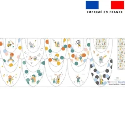 Coupon éponge bavoirs bandana motif animaux musiciens