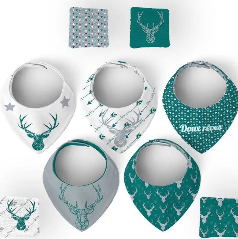 Coupon éponge bavoirs bandana motif cerf