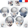 Coupon éponge bavoirs bandana motif husky aquarelle