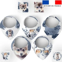 Coupon éponge bavoirs bandana motif husky aquarelle