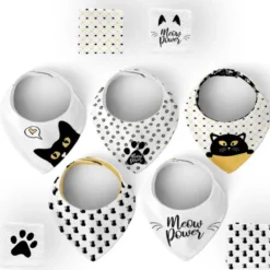 Coupon éponge bavoirs bandana motif chat noir