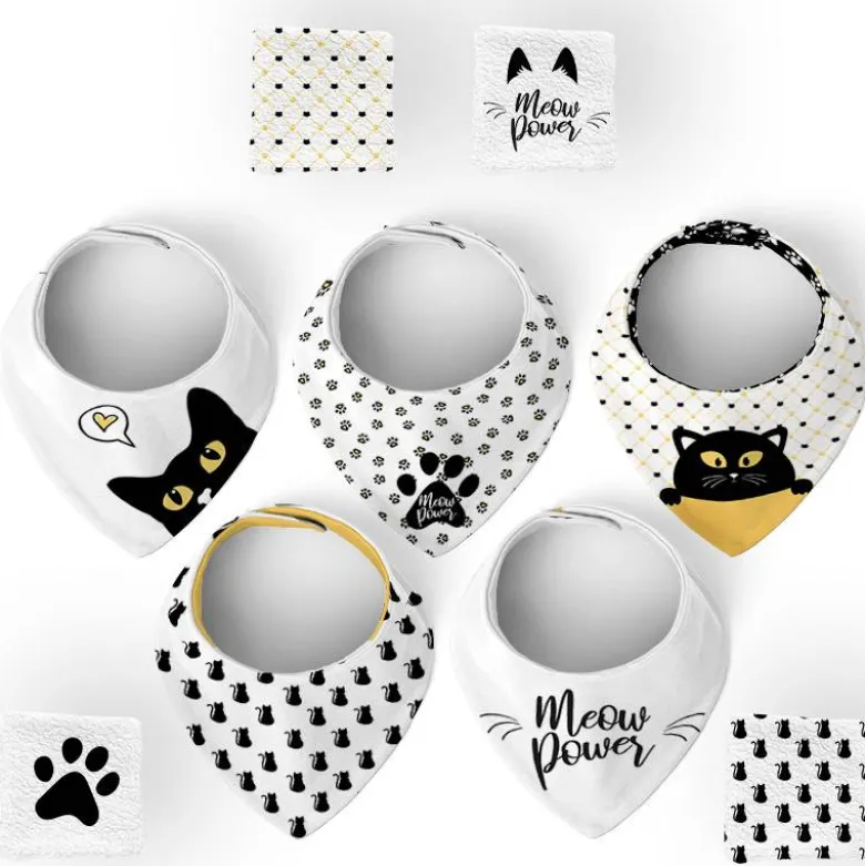 Coupon éponge bavoirs bandana motif chat noir