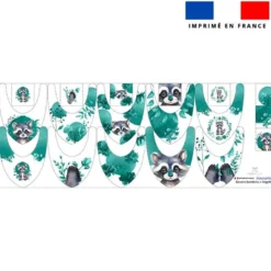 Coupon éponge bavoirs bandana motif raton laveur aquarelle