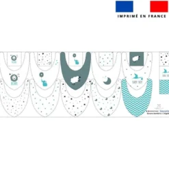 Coupon éponge bavoirs bandana motif lion baby bleu et gris