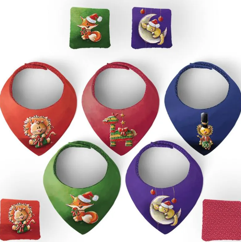 Coupon éponge bavoirs bandana motif animaux de Noël - Création Stillistic