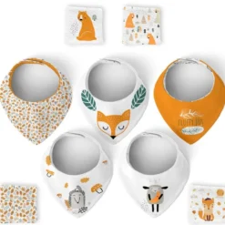 Coupon éponge bavoirs bandana motif animaux de la forêt