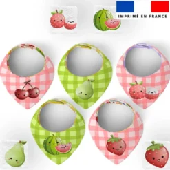 Coupon éponge bavoirs bandana motif fruits kawaï
