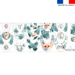 Coupon éponge bavoirs bandana motif renard aquarelle