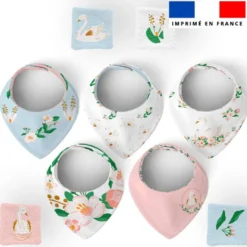 Coupon éponge bavoirs bandana motif cygne