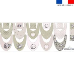Coupon éponge bavoirs bandana motif lapin féérique - Création Lucie OBATON