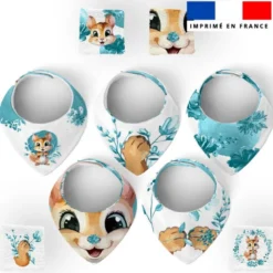 Coupon éponge bavoirs bandana motif écureuil aquarelle