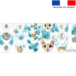Coupon éponge bavoirs bandana motif écureuil aquarelle