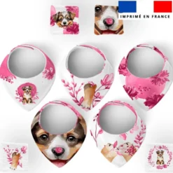 Coupon éponge bavoirs bandana motif chien aquarelle