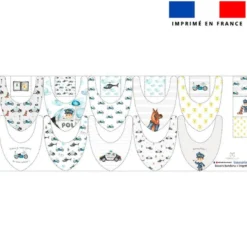 Coupon éponge bavoirs bandana motif policier aquarelle