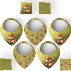Coupon éponge bavoirs bandana motif renard noeud papillon - Création Stillistic