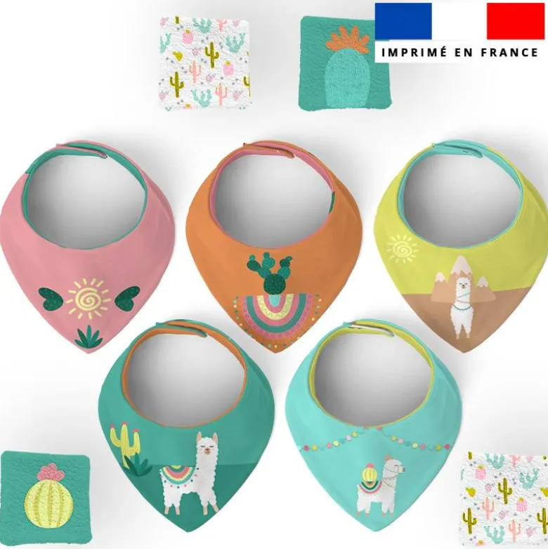 Coupon éponge bavoirs bandana motif lama