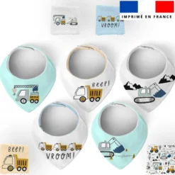 Coupon éponge bavoirs bandana motif tracteur
