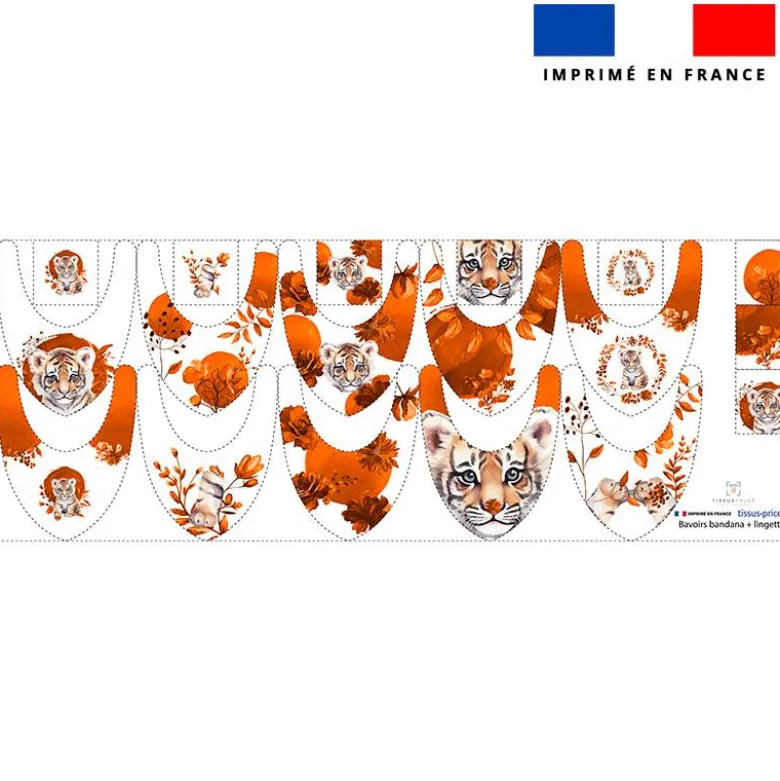 Coupon éponge bavoirs bandana motif tigre aquarelle
