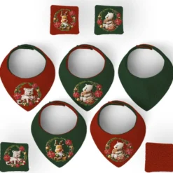 Coupon éponge bavoirs bandana motif animaux couronne de Noël - Création Stillistic