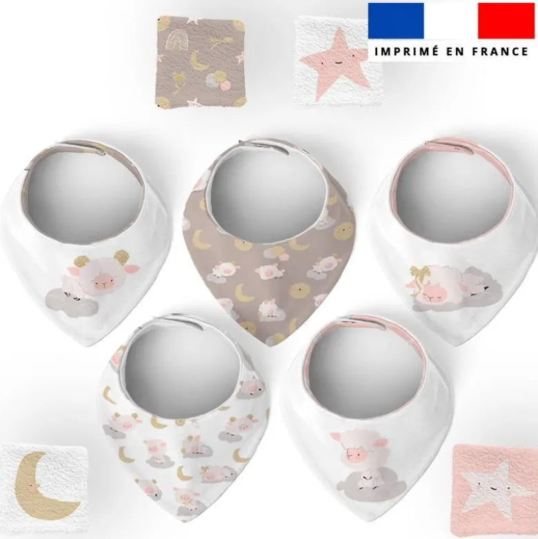 Coupon éponge bavoirs bandana motif mouton des rêves
