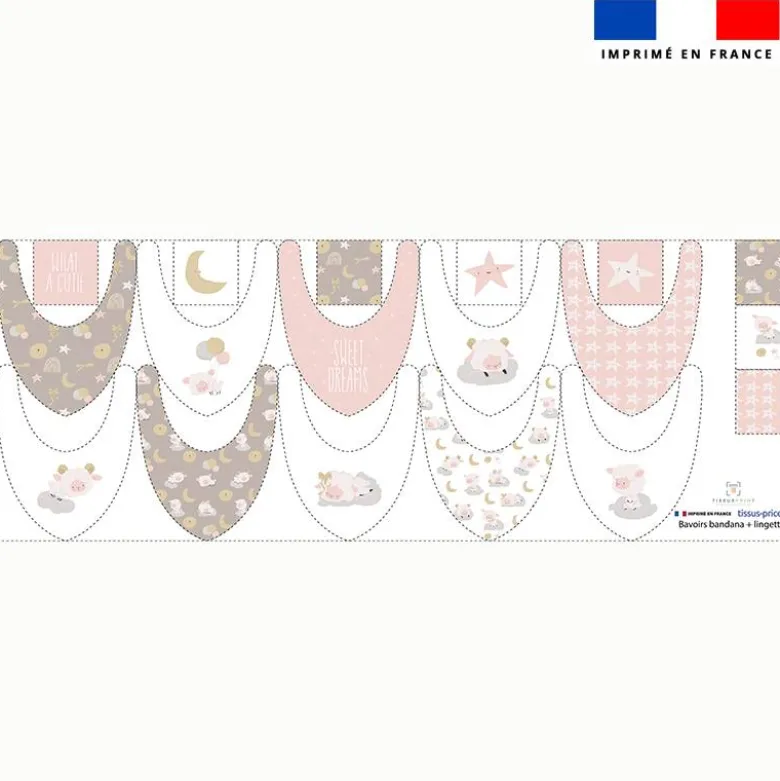 Coupon éponge bavoirs bandana motif mouton des rêves