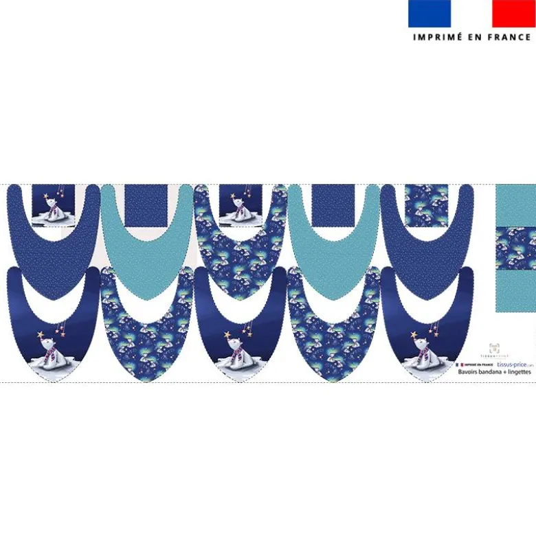 Coupon éponge bavoirs bandana motif ours polaire - Création Stillistic