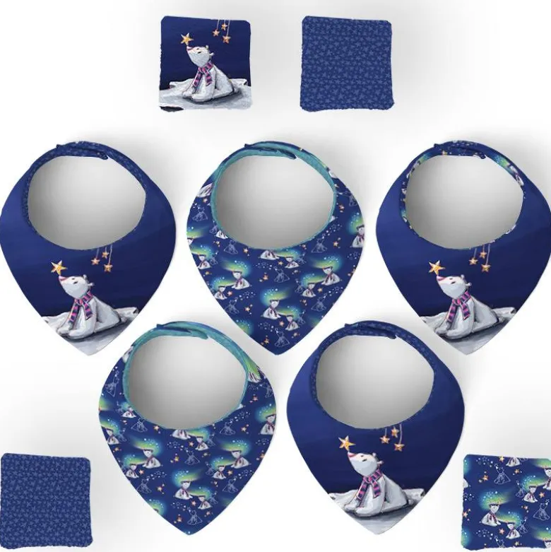 Coupon éponge bavoirs bandana motif ours polaire - Création Stillistic